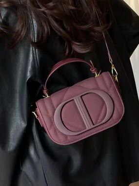 Macy's Quilted Mauve Shoulder Bag with Top Handle